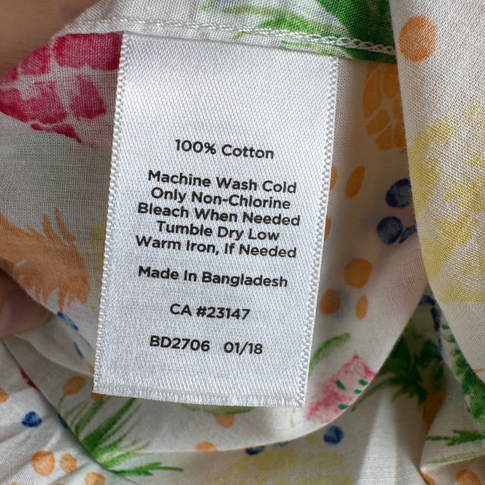 Tropical‎ Whimsical Fruit Print Preppy Talbots Button Down Shirt Womens Petite - Picture 7 of 7